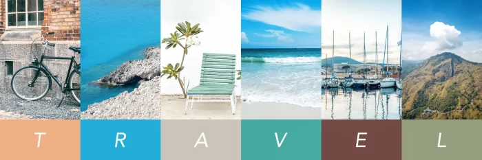 Travel concept background. Summer concept.  Header format with copyspace, vertical stories collection